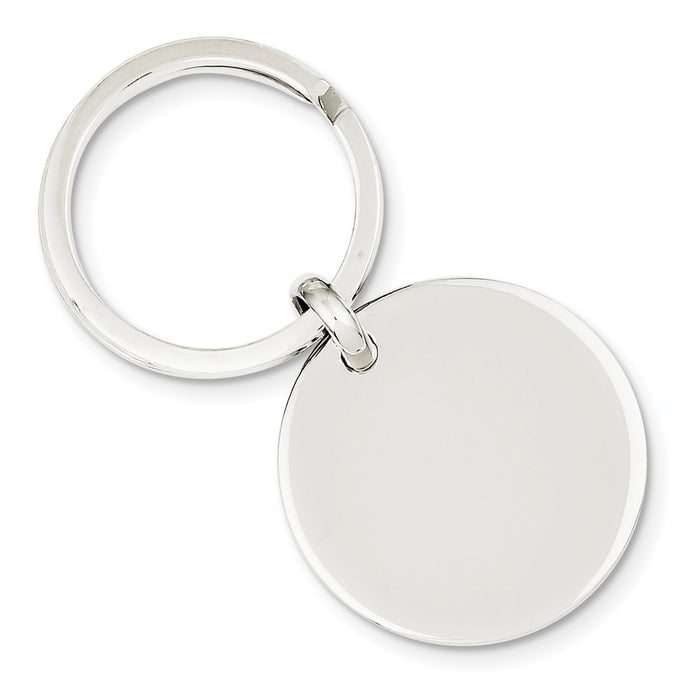 Occasion Gallery 925 Sterling Silver Engravable Round Disc Rhodium-plated Key Ring