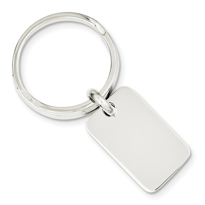 Occasion Gallery 925 Sterling Silver Engravable Rectangular Rhodium-plated Key Ring
