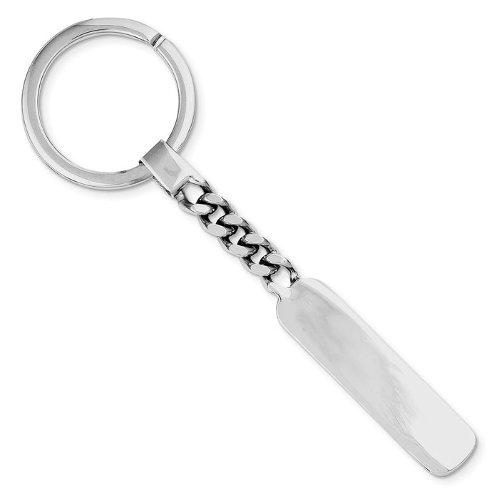 Occasion Gallery 925 Sterling Silver Engravable Rectangular Rhodium-plated Key Ring