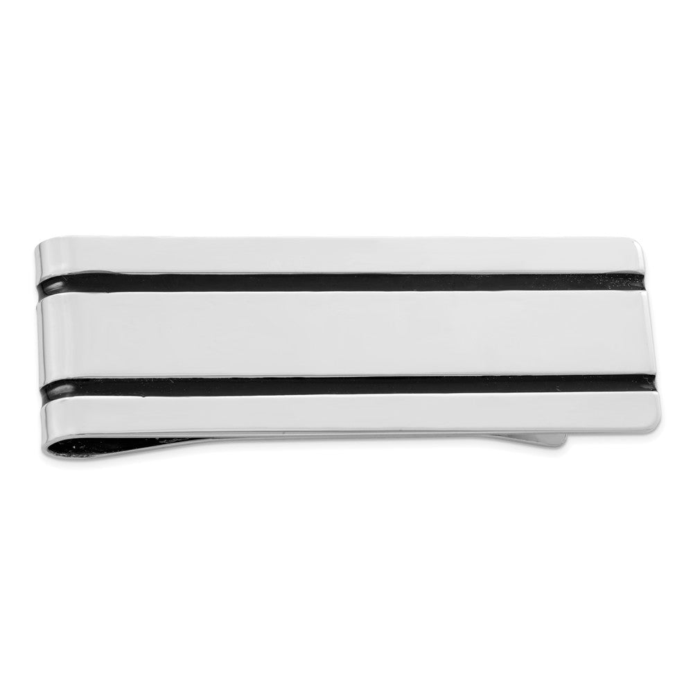 Occasion Gallery, Men's Accessories, 925 Sterling Silver Rhodium-plated Enameled Money Clip