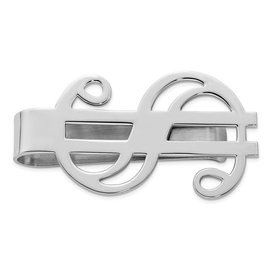 Occasion Gallery, Men's Accessories, 925 Sterling Silver Rhodium-plated Dollar Sign Money Clip