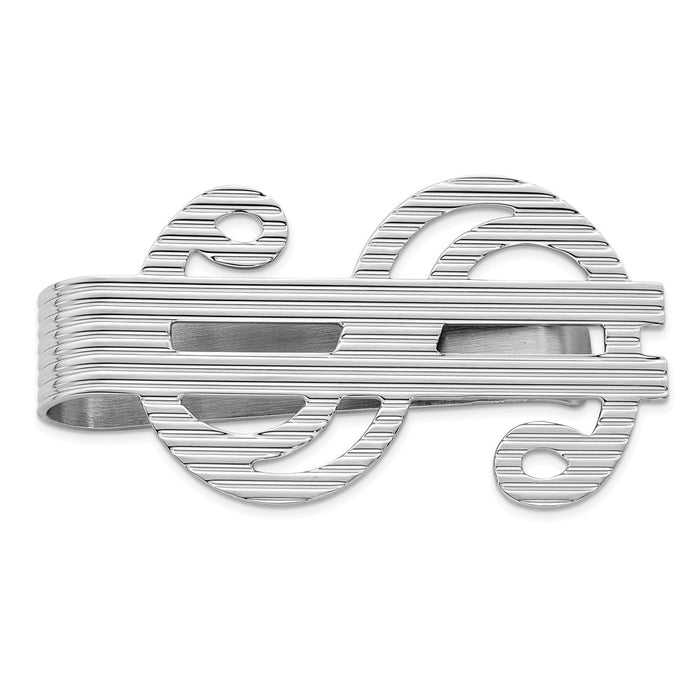 Occasion Gallery, Men's Accessories, 925 Sterling Silver Rhodium-plated Dollar Sign Money Clip