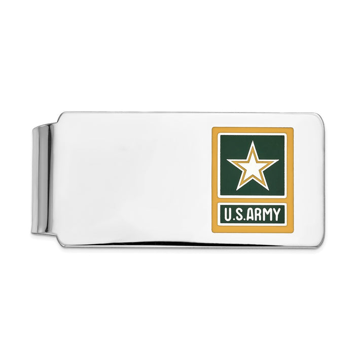 Occasion Gallery, Men's Accessories, 925 Sterling Silver Rhodium-plated Army Yellow Star Money Clip