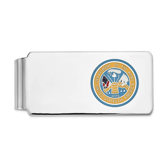 Occasion Gallery, Men's Accessories, 925 Sterling Silver Rhodium-plated Army Logo Money Clip