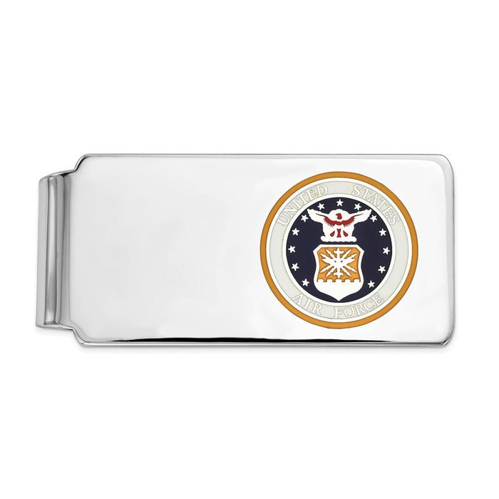 Occasion Gallery, Men's Accessories, 925 Sterling Silver Rhodium-plated U.S. Air Force Money Clip, gold background