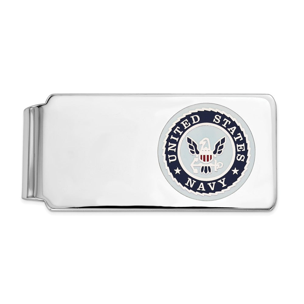 Occasion Gallery, Men's Accessories, 925 Sterling Silver Rhodium-plated U.S Navy Money Clip
