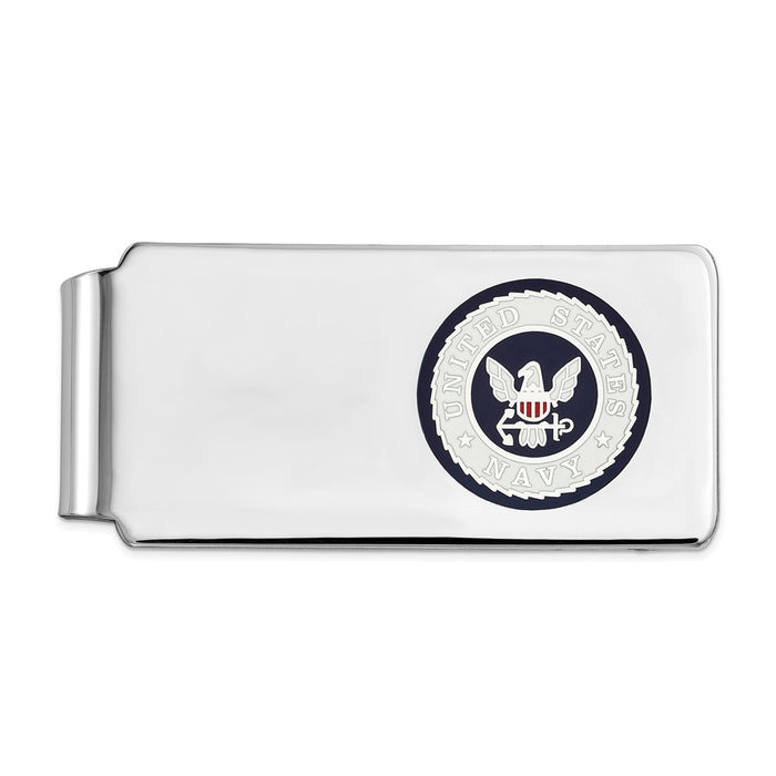 Occasion Gallery, Men's Accessories, 925 Sterling Silver Rhodium-plated U.S. Navy Money Clip