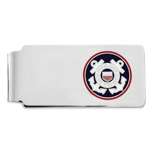 Occasion Gallery, Men's Accessories, 925 Sterling Silver Rhodium-plated U.S Coast Guard Money Clip