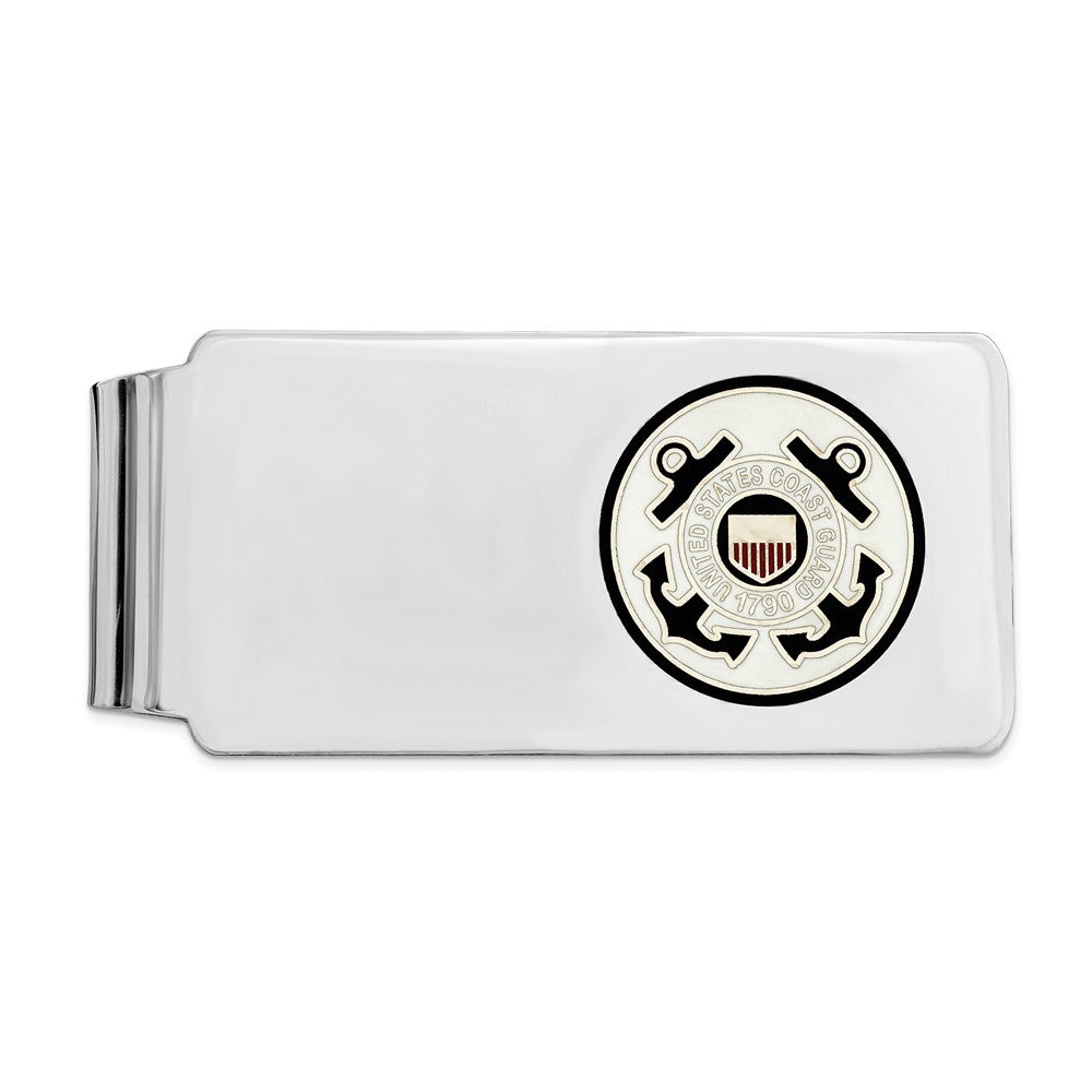 Occasion Gallery, Men's Accessories, 925 Sterling Silver Rhodium-plated U.S. Coast Guard Money Clip