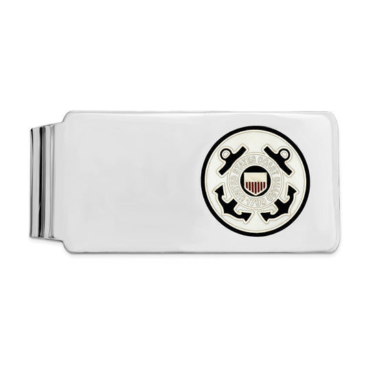 Occasion Gallery, Men's Accessories, 925 Sterling Silver Rhodium-plated U.S. Coast Guard Money Clip