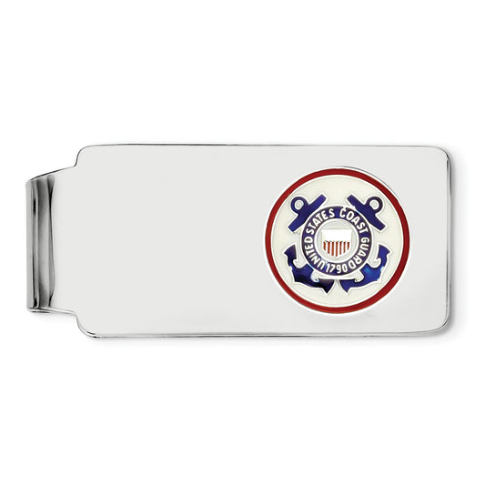 Occasion Gallery, Men's Accessories, 925 Sterling Silver Rhodium-plated U.S. Coast Guard Money Clip