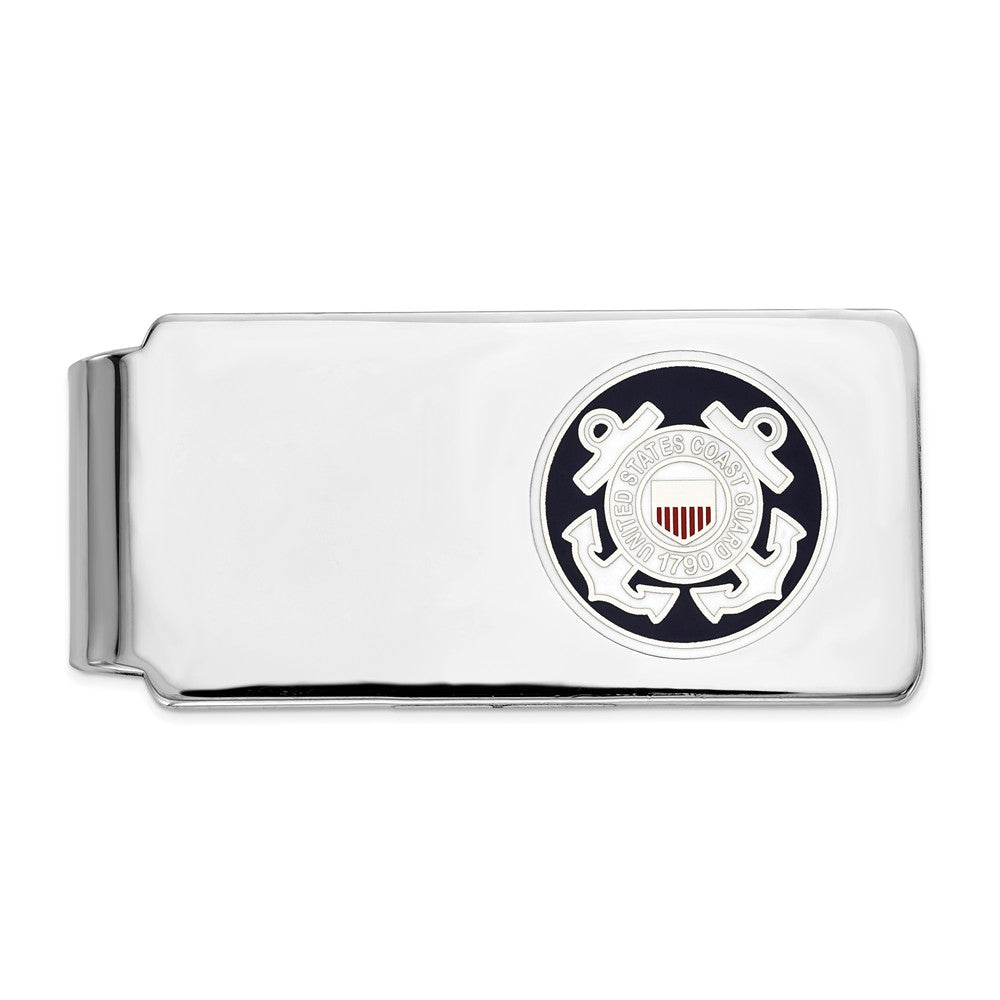 Occasion Gallery, Men's Accessories, 925 Sterling Silver Rhodium-plated U.S. Coast Guard Money Clip