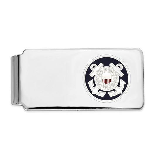 Occasion Gallery, Men's Accessories, 925 Sterling Silver Rhodium-plated U.S. Coast Guard Money Clip