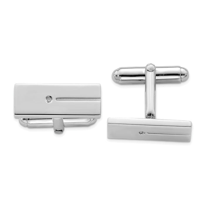 Occasion Gallery, Men's Accessories, 925 Sterling Silver Rhodium-plated CZ Rectangle Cuff Links