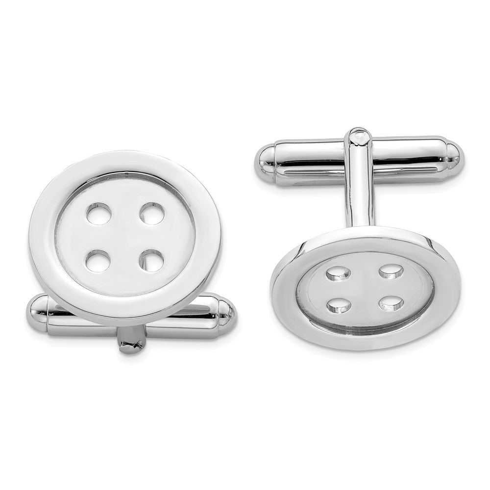Occasion Gallery, Men's Accessories, 925 Sterling Silver Rhodium-plated Button Cuff Links