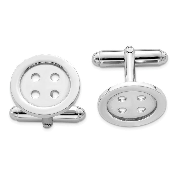 Occasion Gallery, Men's Accessories, 925 Sterling Silver Rhodium-plated Button Cuff Links