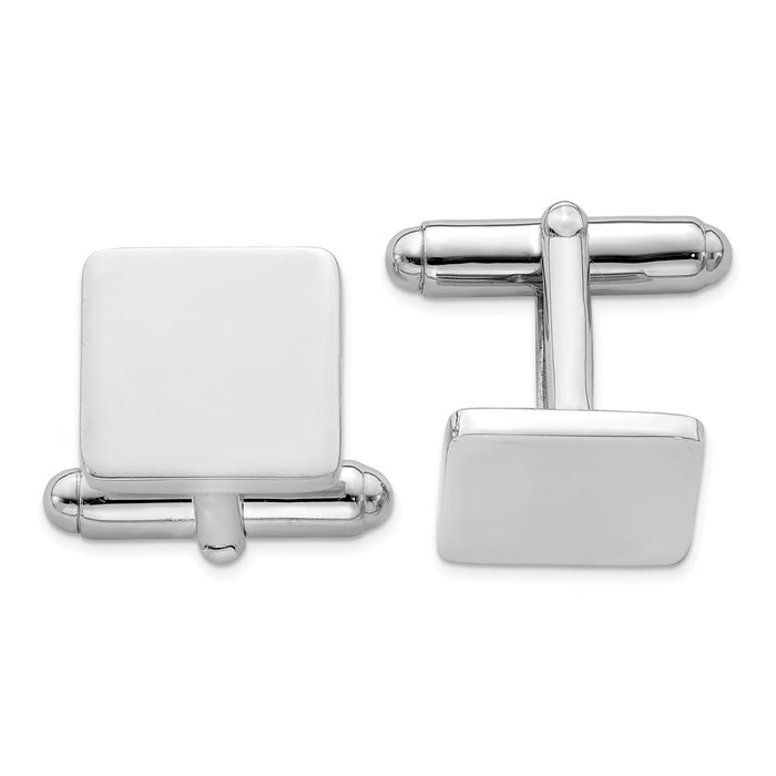 Occasion Gallery, Men's Accessories, 925 Sterling Silver Rhodium-plated Square Cuff Links