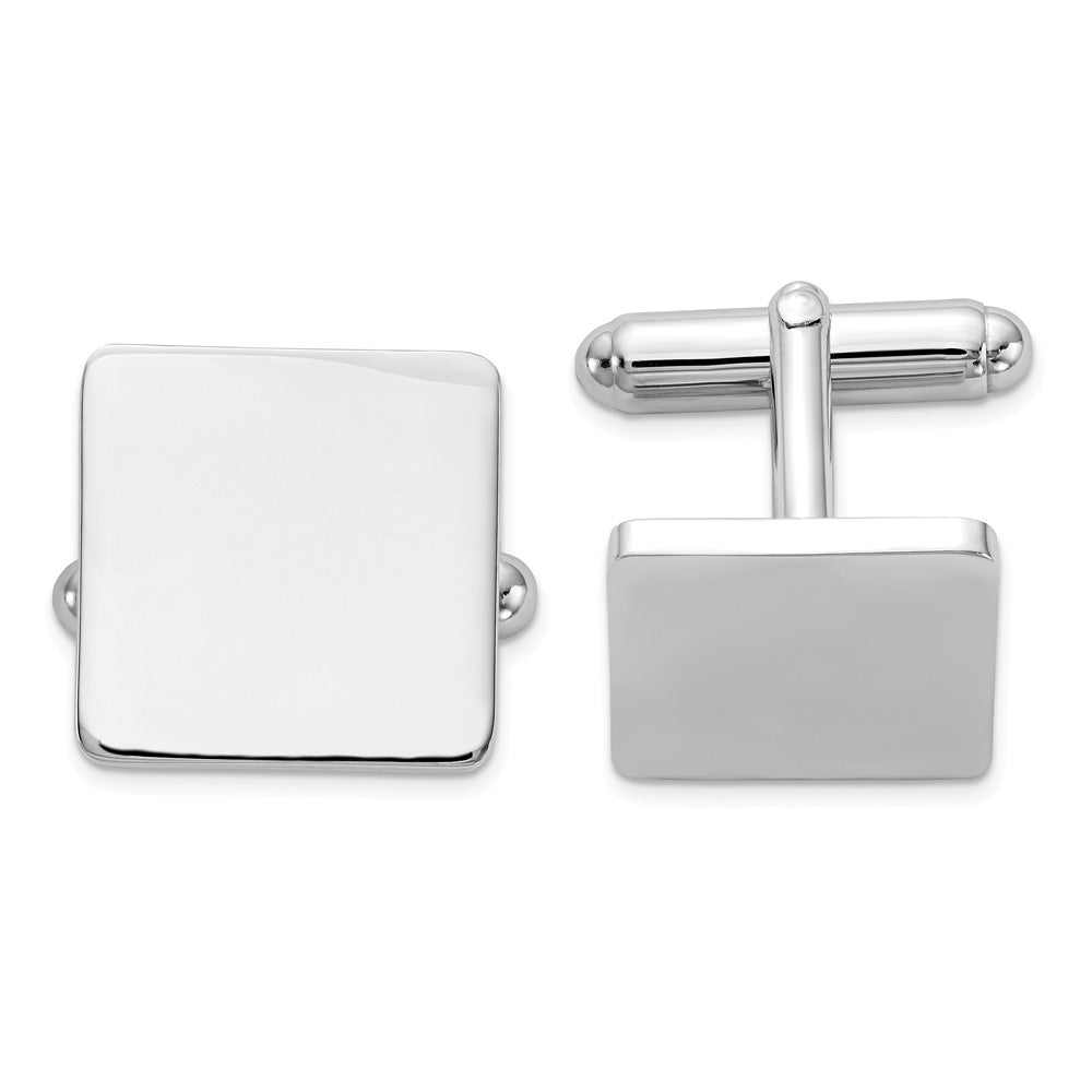 Occasion Gallery, Men's Accessories, 925 Sterling Silver Rhodium-plated Square Cuff Links