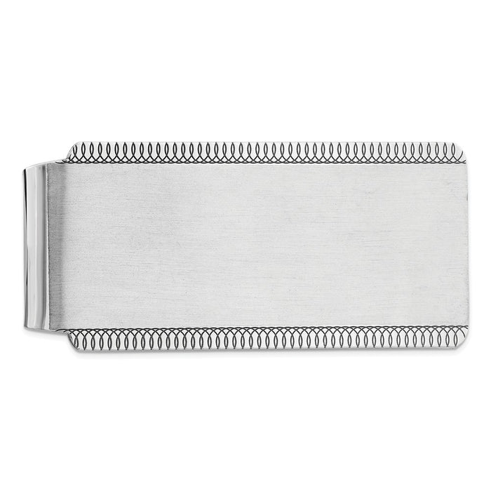 Occasion Gallery, Men's Accessories, 925 Sterling Silver Satin Rhodium-plated Front Money Clip
