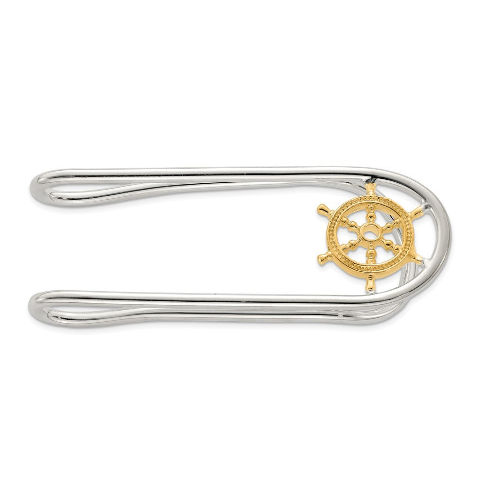 Occasion Gallery, Men's Accessories, 925 Sterling Silver Vermeil Sailor Wheel Money Clip