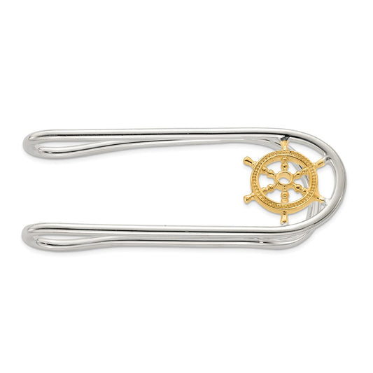 Occasion Gallery, Men's Accessories, 925 Sterling Silver Vermeil Sailor Wheel Money Clip