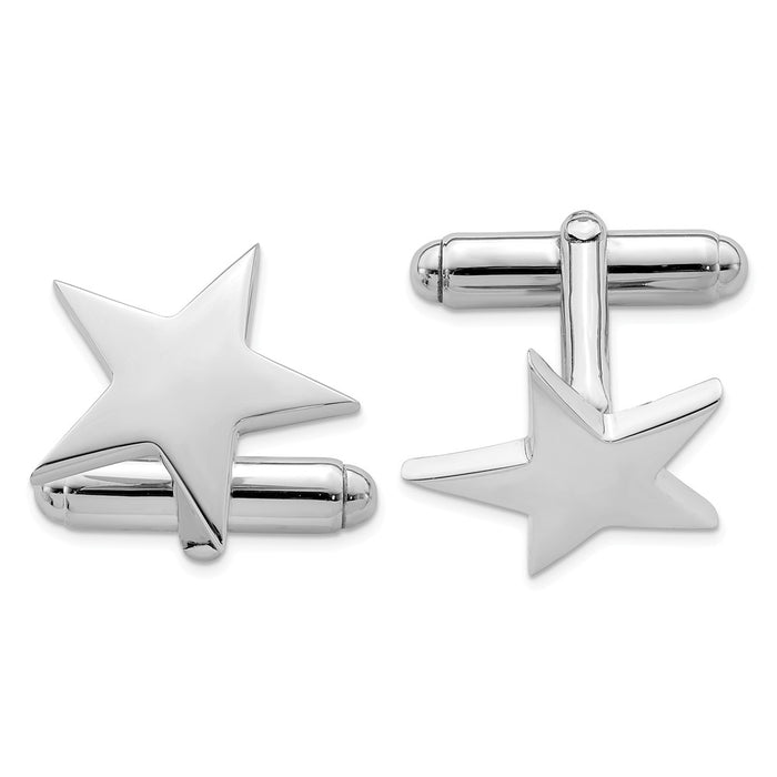 Occasion Gallery, Men's Accessories, 925 Sterling Silver Rhodium-plated Star Cuff Links