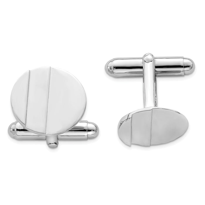 Occasion Gallery, Men's Accessories, 925 Sterling Silver Rhodium-plated Circle Cuff Links