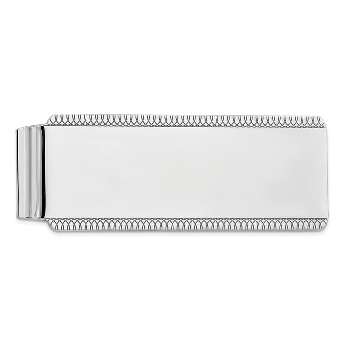Occasion Gallery, Men's Accessories, 925 Sterling Silver Rhodium-plated Satin Front Satin Back Money Clip