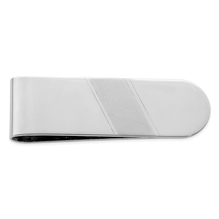 Occasion Gallery, Men's Accessories, 925 Sterling Silver Rhodium Plated Brushed & Polished Money Clip