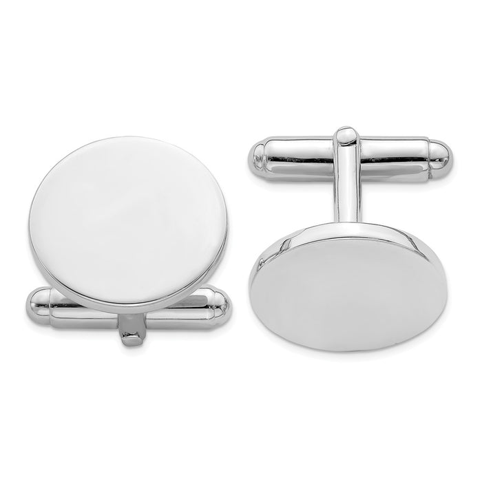 Occasion Gallery, Men's Accessories, 925 Sterling Silver Rhodium Plated Round Cuff Links