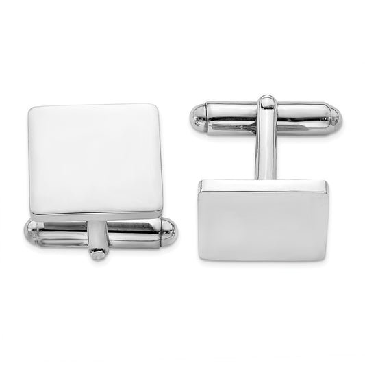 Occasion Gallery, Men's Accessories, 925 Sterling Silver Rhodium Plated Square Cuff Links