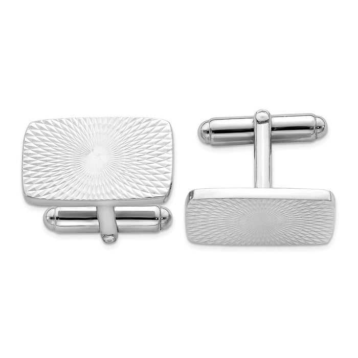 Occasion Gallery, Men's Accessories, 925 Sterling Silver Rhodium Plated Textured Swirl Cuff Links