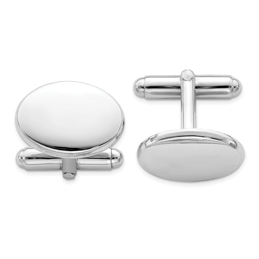 Occasion Gallery, Men's Accessories, 925 Sterling Silver Rhodium Plated Oval Cuff Links