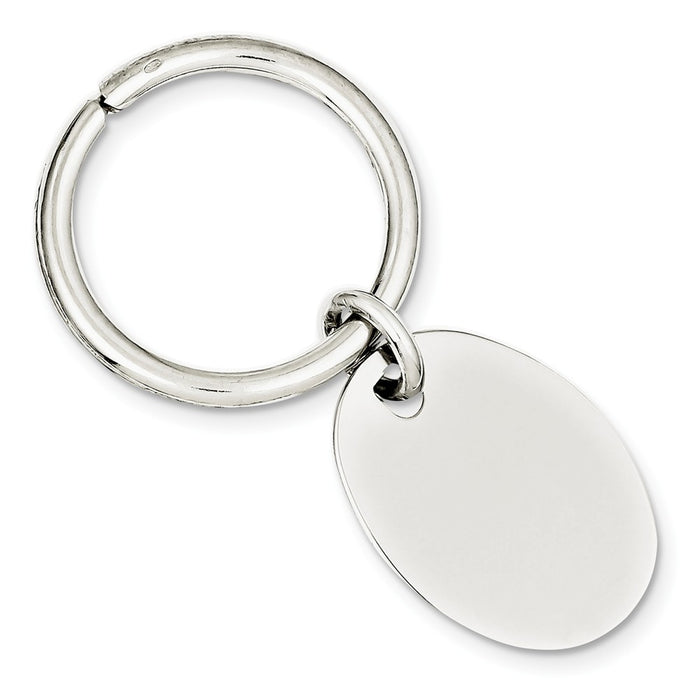 Occasion Gallery 925 Sterling Silver Engravable Oval Disc Rhodium Plated Key Chain