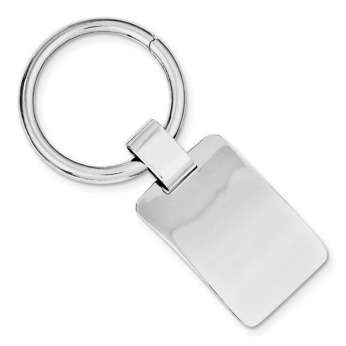 Occasion Gallery 925 Sterling Silver Engravable Rectangular Rhodium Plated Key Chain