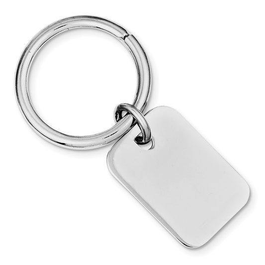 Occasion Gallery 925 Sterling Silver Engravable Rectangular Rhodium Plated Key Chain
