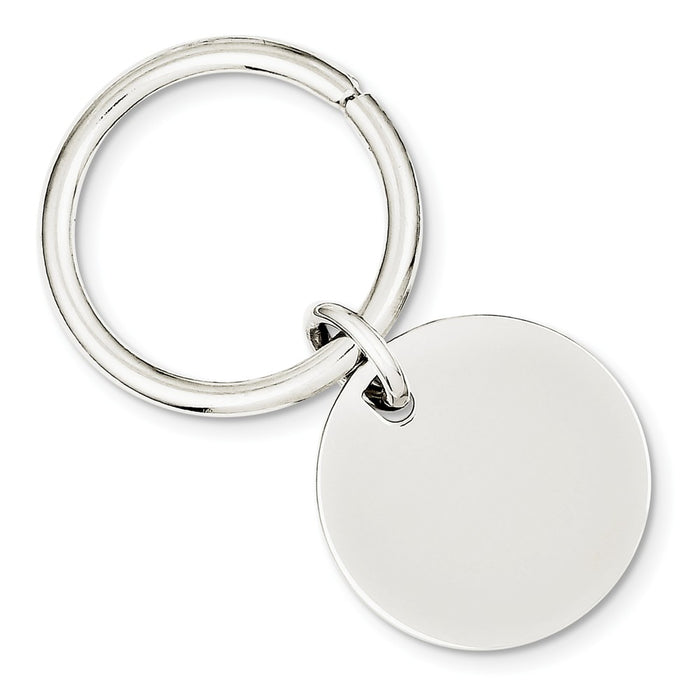 Occasion Gallery 925 Sterling Silver Engravable Round Disc Rhodium Plated Key Chain