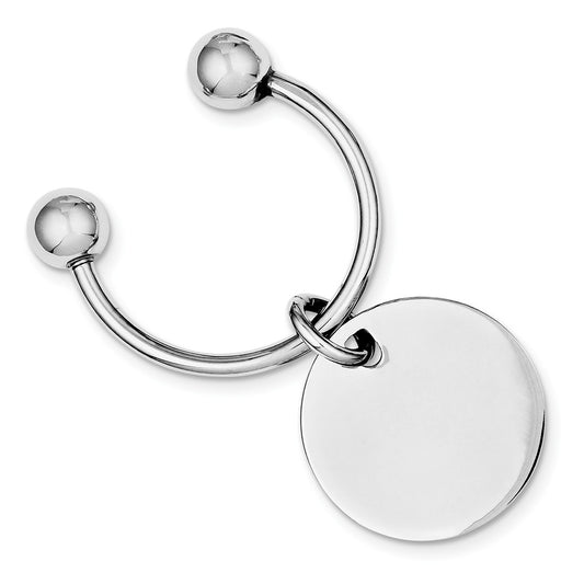 Occasion Gallery 925 Sterling Silver Engravable Round Disc Rhodium Plated Key Chain