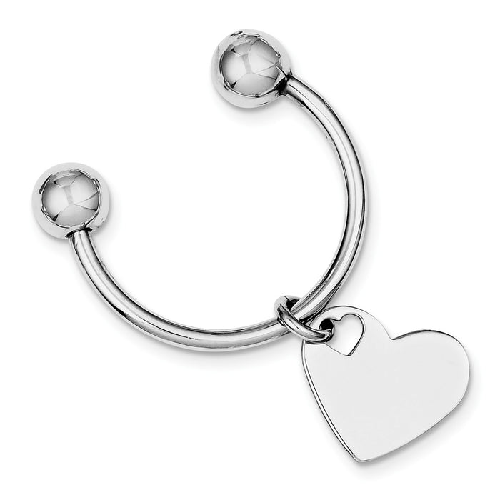Occasion Gallery 925 Sterling Silver Engravable Heart Shape Rhodium Plated Key Chain