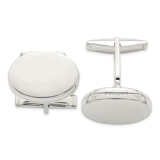 Occasion Gallery, Men's Accessories, 925 Sterling Silver Oval Locket Cufflinks