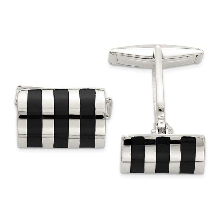 Occasion Gallery, Men's Accessories, 925 Sterling Silver Onyx Cufflinks