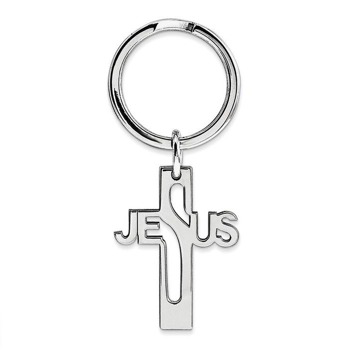 Occasion Gallery Gifts, 925 Sterling Silver Rhodium-plated Jesus Cross Key Ring