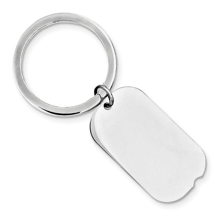 Occasion Gallery 925 Sterling Silver Dog Tag Engravable Rhodium-plated Key Chain
