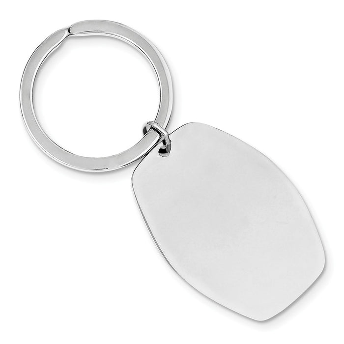 Occasion Gallery 925 Sterling Silver Engravable Designer Oval Rhodium-plated Key Chain