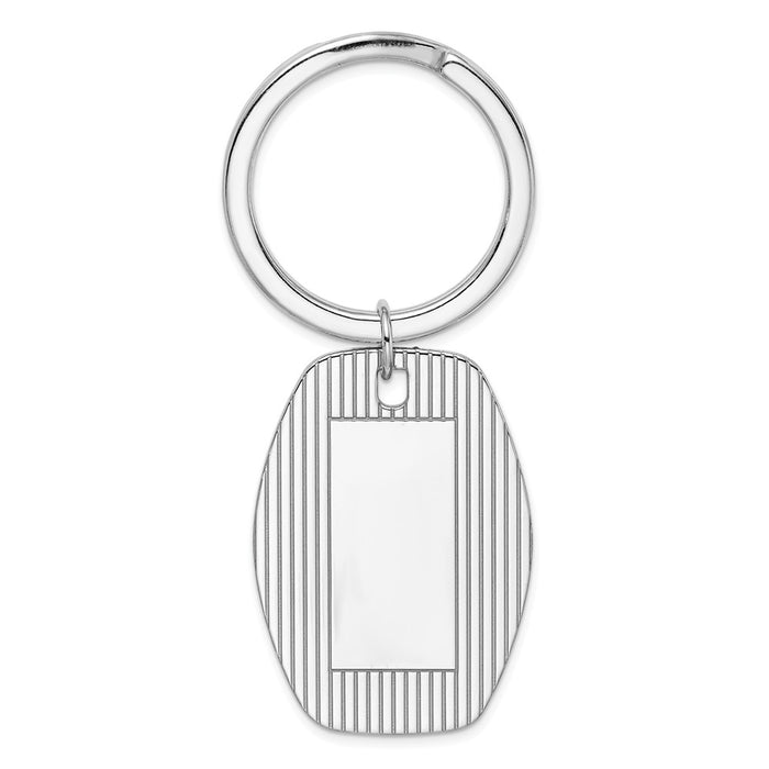 Occasion Gallery 925 Sterling Silver Engravable Designer Oval Rhodium-plated Key Chain