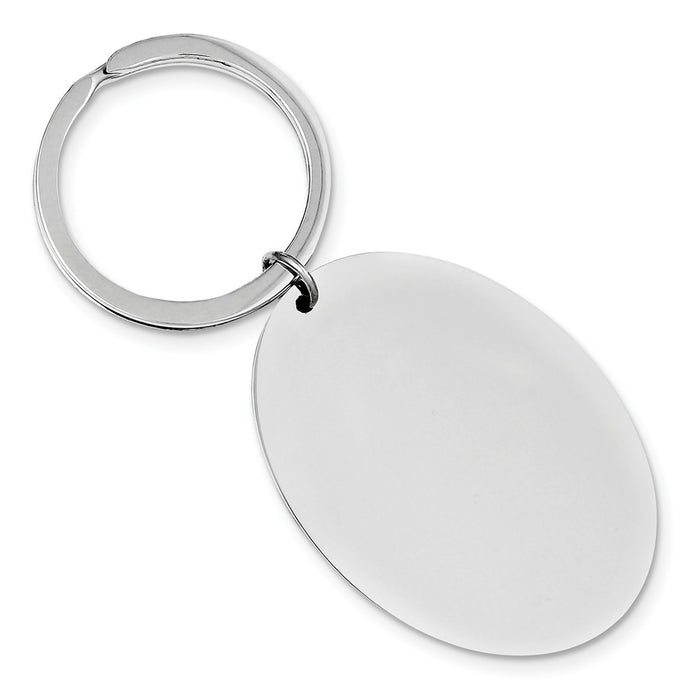 Occasion Gallery 925 Sterling Silver Engravable Oval Disc Rhodium-plated Key Chain