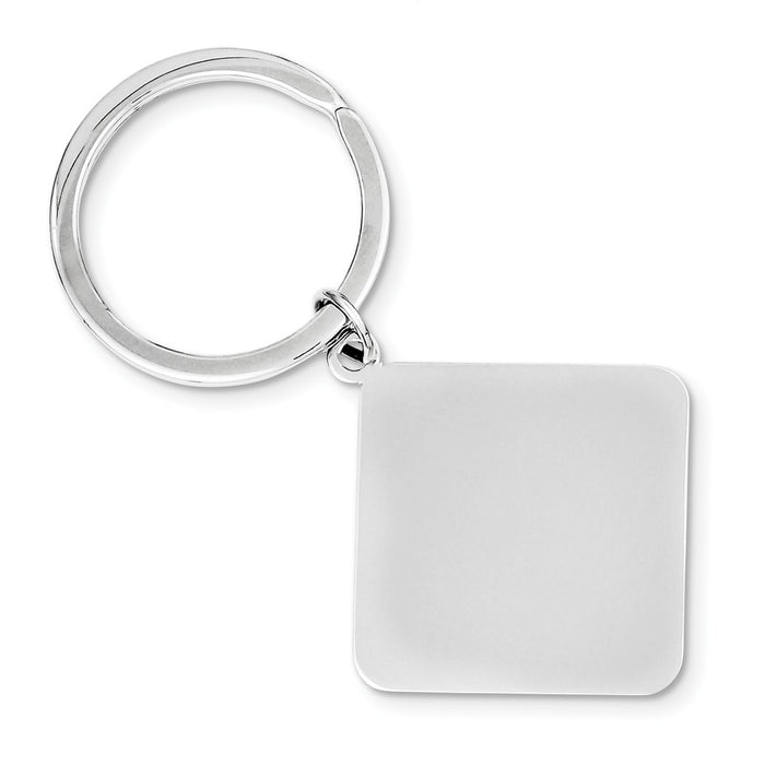 Occasion Gallery 925 Sterling Silver Engravable Square Disc Rhodium-plated Key Chain
