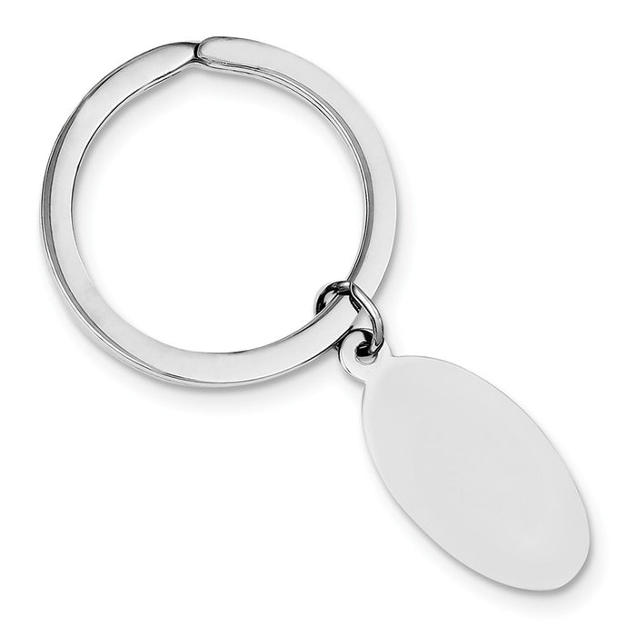 Occasion Gallery 925 Sterling Silver Engravable Mini Oval Rhodium-plated Key Chain