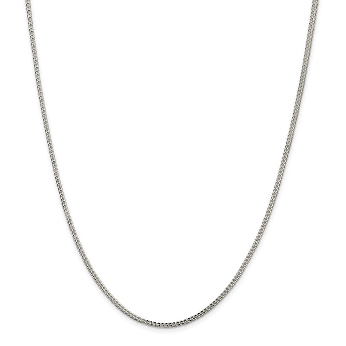 Million Charms 925 Sterling Silver 2.0mm Diamond-Cut Square Franco Necklace, Chain Length: 16 inches
