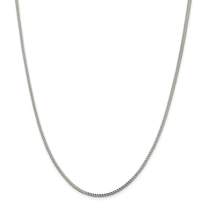 Million Charms 925 Sterling Silver 2.0mm Diamond-Cut Square Franco Necklace, Chain Length: 20 inches